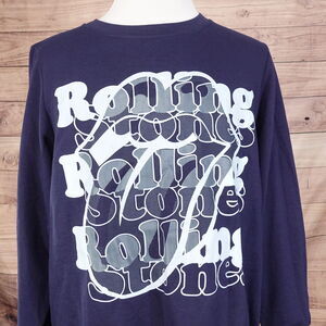 THE ROLLING STONES SPELL OUT LOGO NAVY BLUE CREW NECK SWEATSHIRT SIZE XXL 2XL